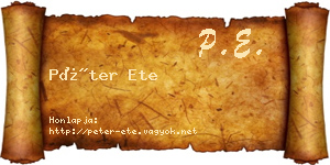 Péter Ete névjegykártya